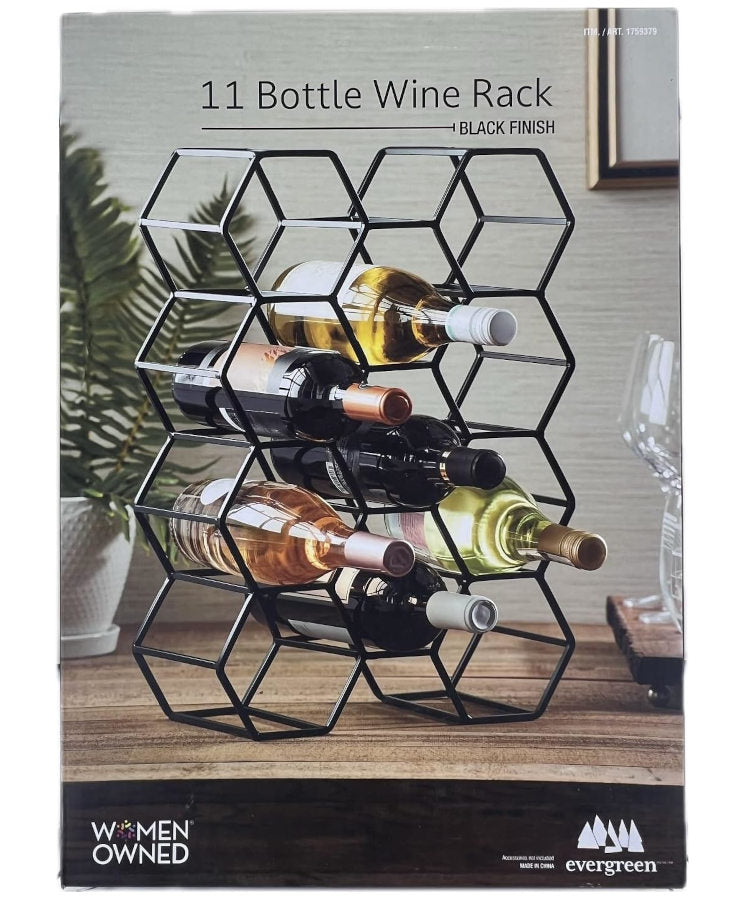 11 Bottle Wine Rack - Black