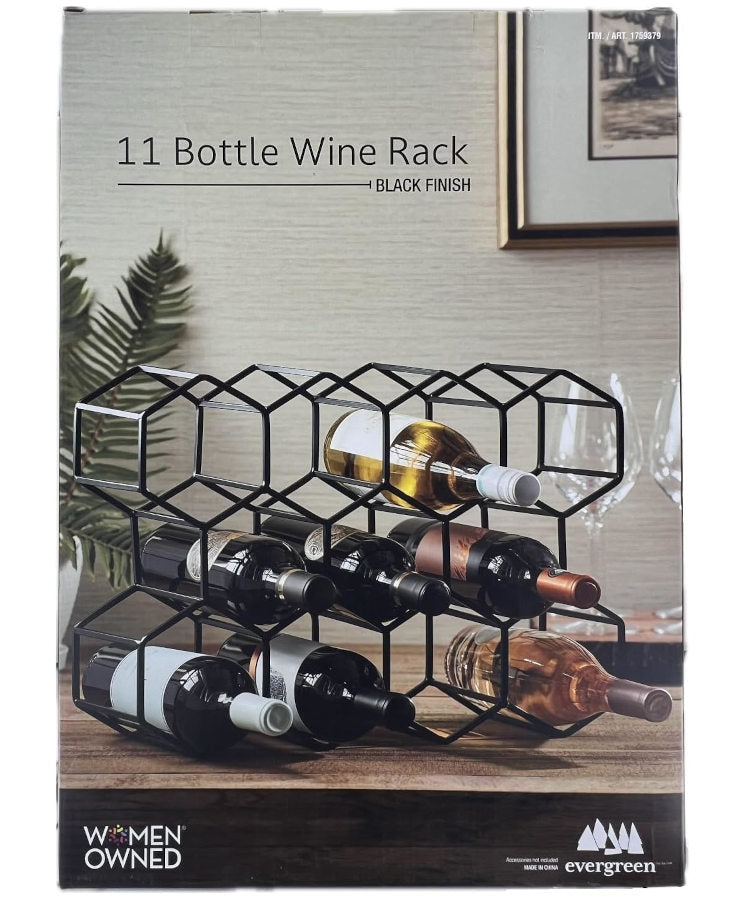 11 Bottle Wine Rack - Black